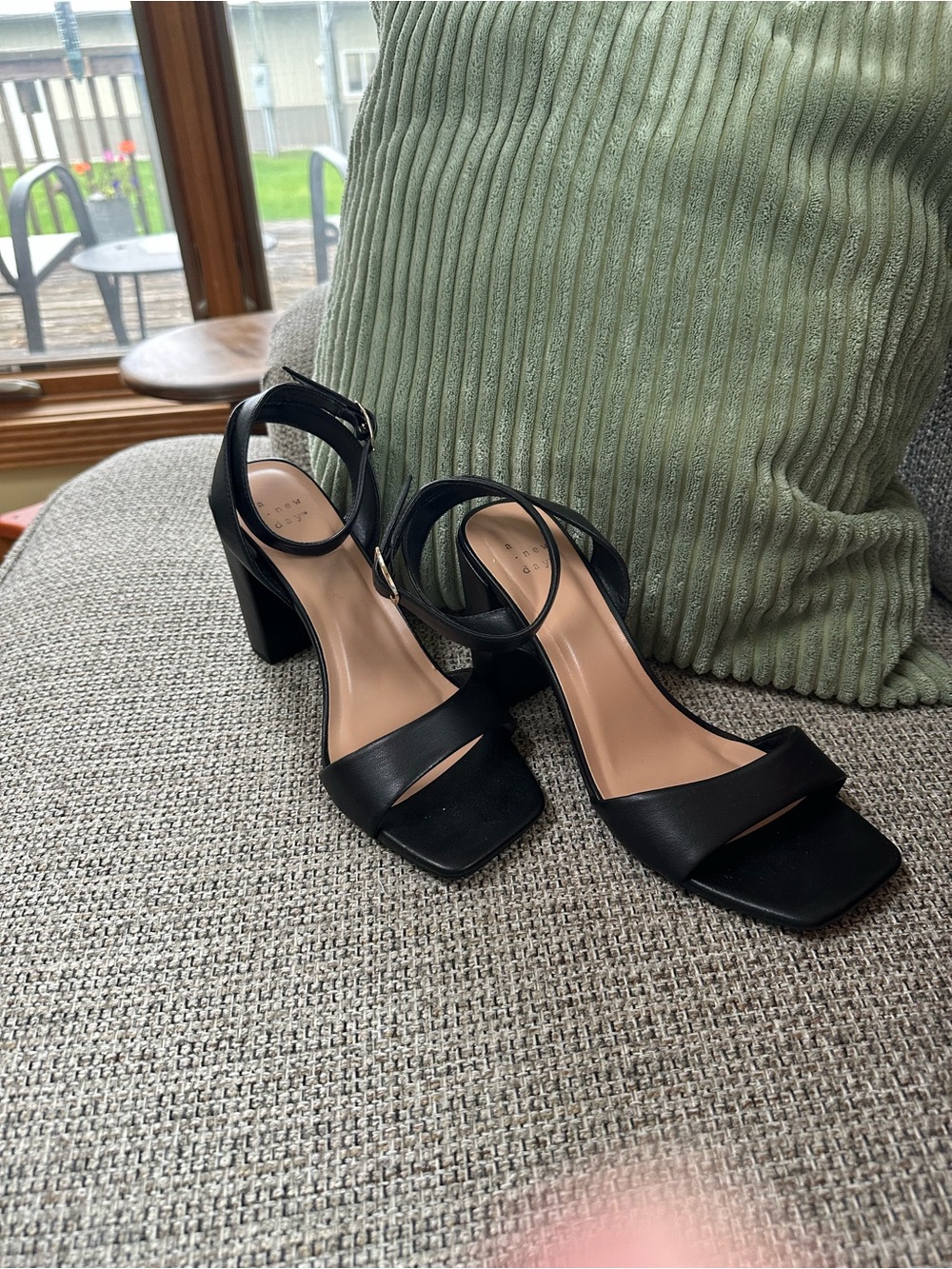 a new day Black Block Heel Ankle-Strap Sandals